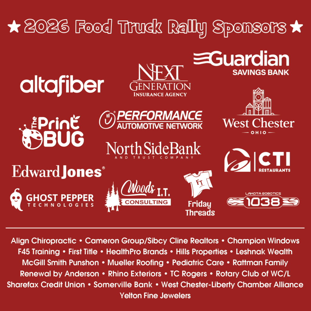 2026 Food Truck Rally sponsors as printed on the back of the event T-shirt